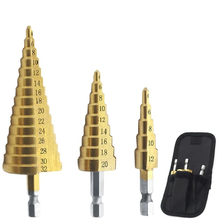 Load image into Gallery viewer, HSS Titanium Coated Step Drill Bit - 3 Piece Set