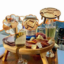 Load image into Gallery viewer, 💥Wooden Outdoor Folding Charcuterie Table💥With Glass Holder