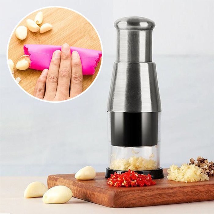 🥳🥳🥳SUMMER Hot Sale 48% OFF-Pressed Garlic Chopper(🔥Order now and get a free roll garlic peel🔥）